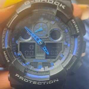 Casio G-Shock Dual Display Black and Blue Watch
